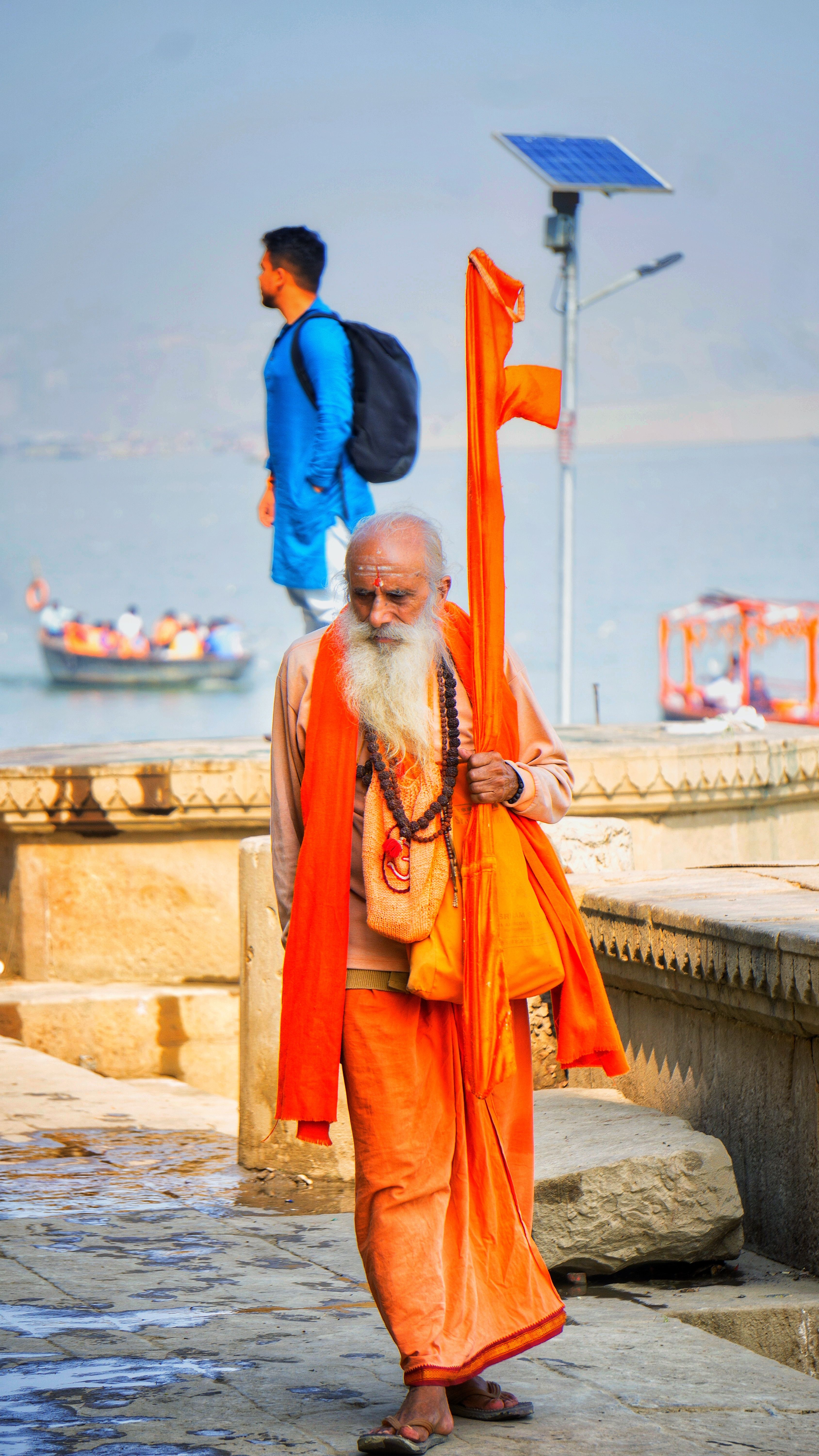Elderly Monk with Beard and in Orange Robes · Free Stock Photo