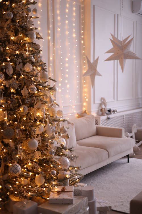 クリスマスツリー, ソファ, デコレーションの無料の写真素材