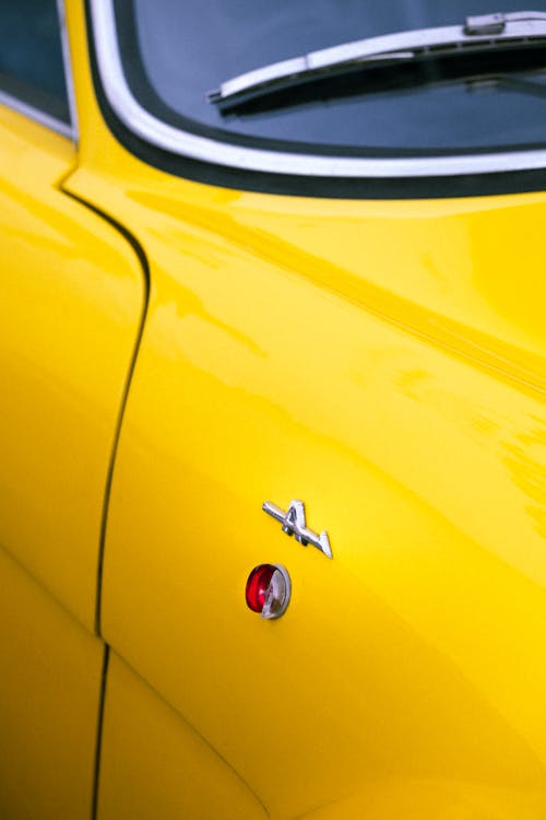 Close up of Vintage, Yellow Car