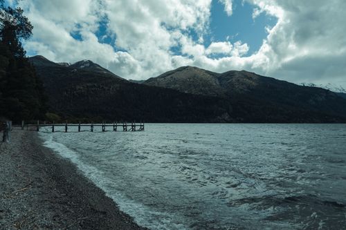 Free A breathtaking view of the lake and mountains in San Carlos de Bariloche, Argentina. Stock Photo