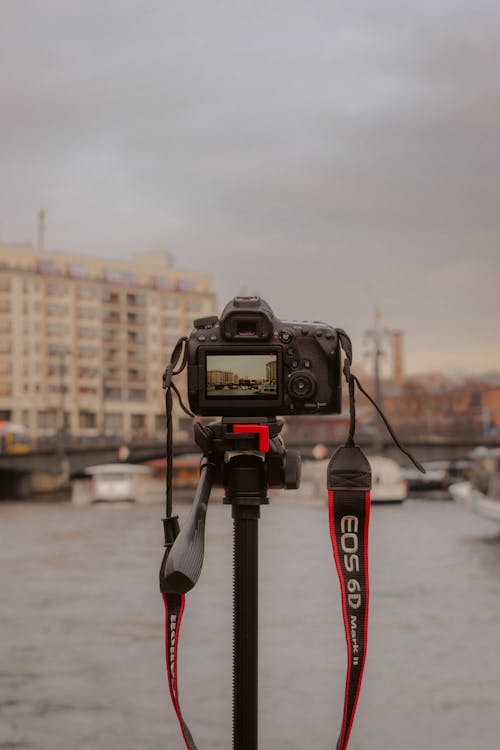 Camera over River in City