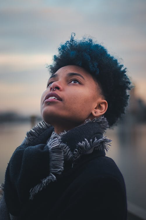 Woman Wearing Scarf on Boat