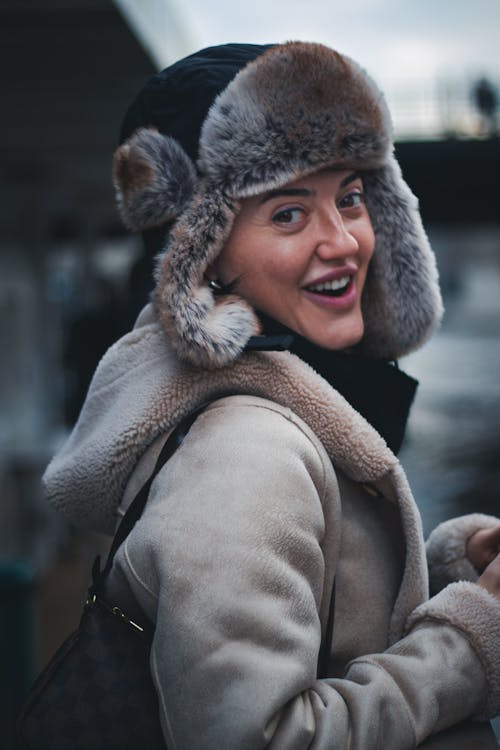 Portrait of Woman Wearing Fur Hat