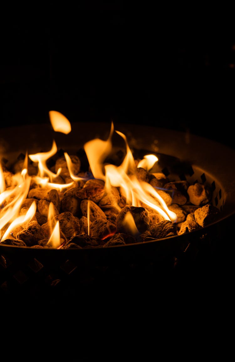 Close-up Of A Fireplace At Night 