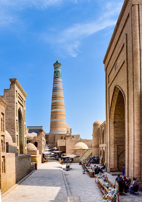 Ilmainen kuvapankkikuva tunnisteilla auringonvalo, islam khoja minaretti, khiva