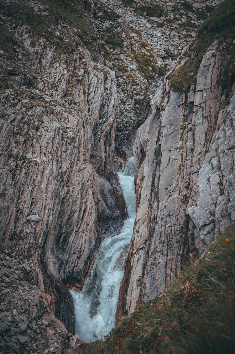 Stream With Waterfall Between Rocks