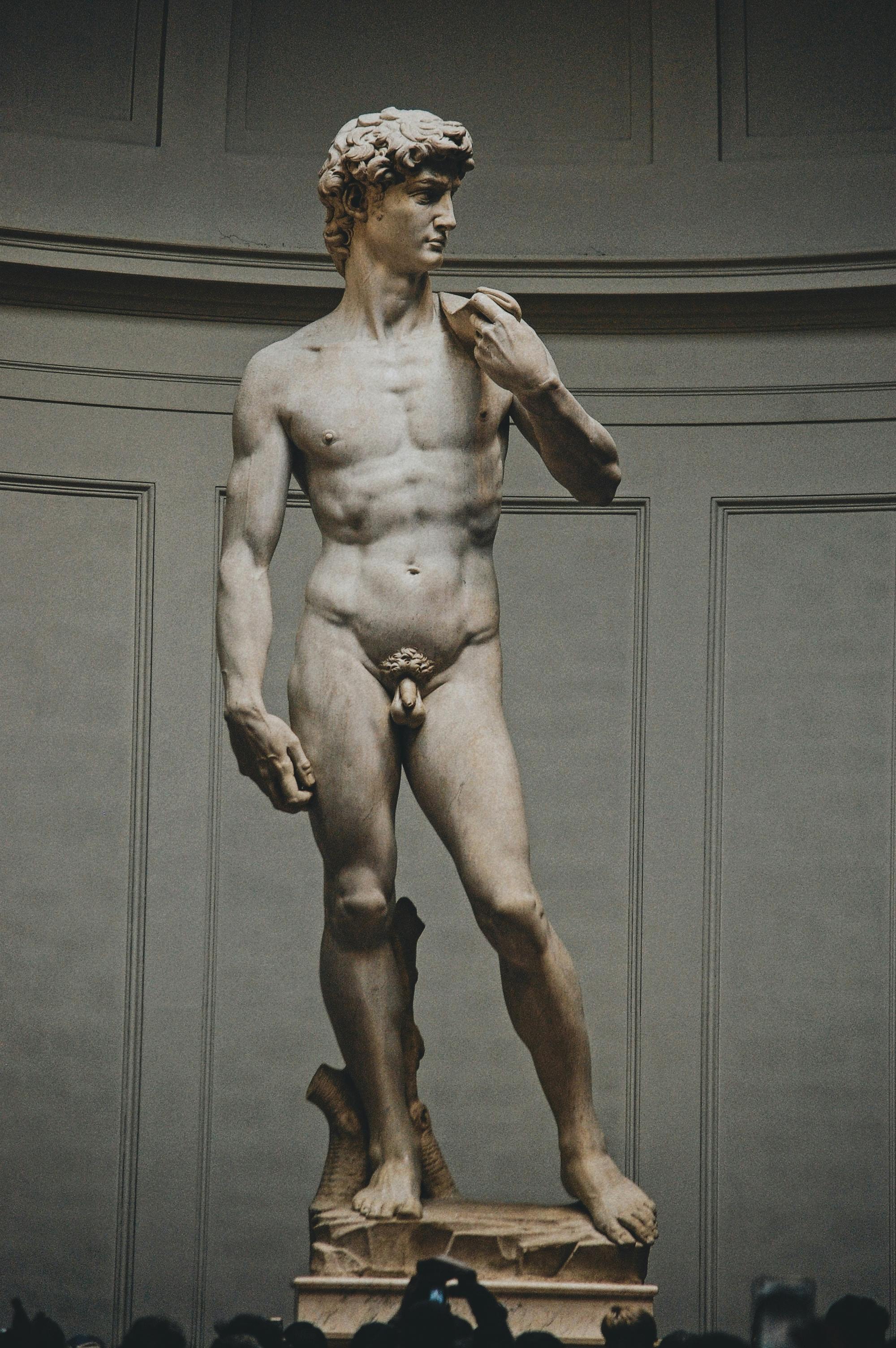 Iconic marble sculpture of David by Michelangelo in Florence, Italy.
