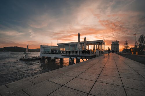 akşam Güneşi, belem kulesi, Lizbon içeren Ücretsiz stok fotoğraf