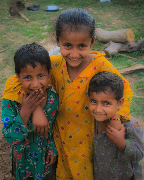 Free Girl with Brothers Stock Photo