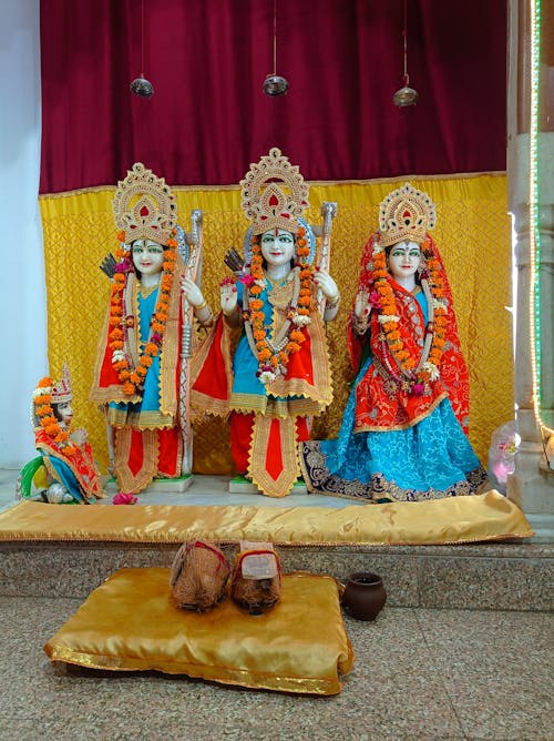 Three Hindu Multicoloured Figurines