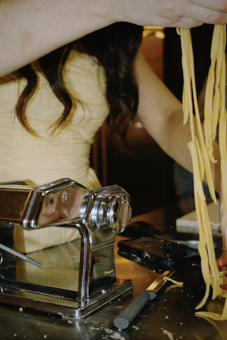 Close Up Of Woman Working By Table