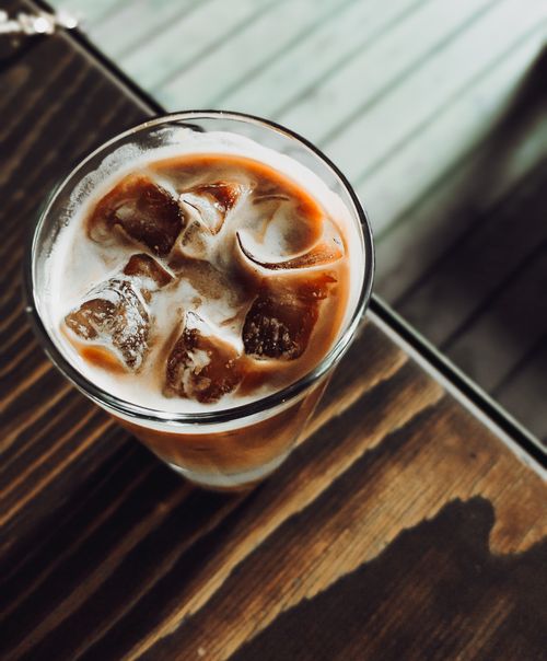 Free Close-up of a delicious iced coffee in a glass, perfect for a summer day. Stock Photo