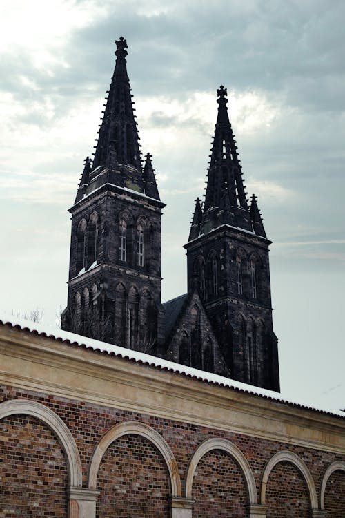 Towers of Basilica of St. Peter and St. Paul in Czech Republic, Prague