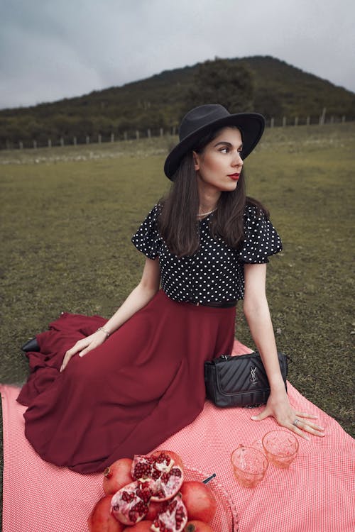 Elegant Model Wearing Long Red Skirt 