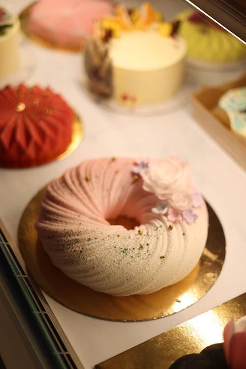 Close-up of Cakes on Display 