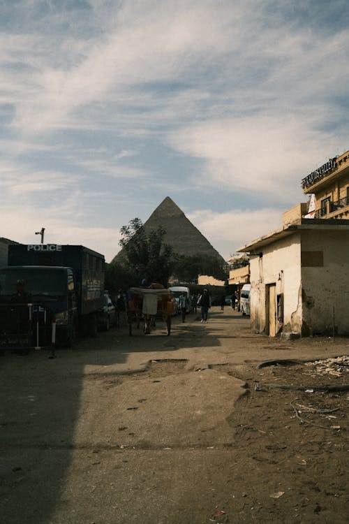 Great Pyramid of Giza from a Street