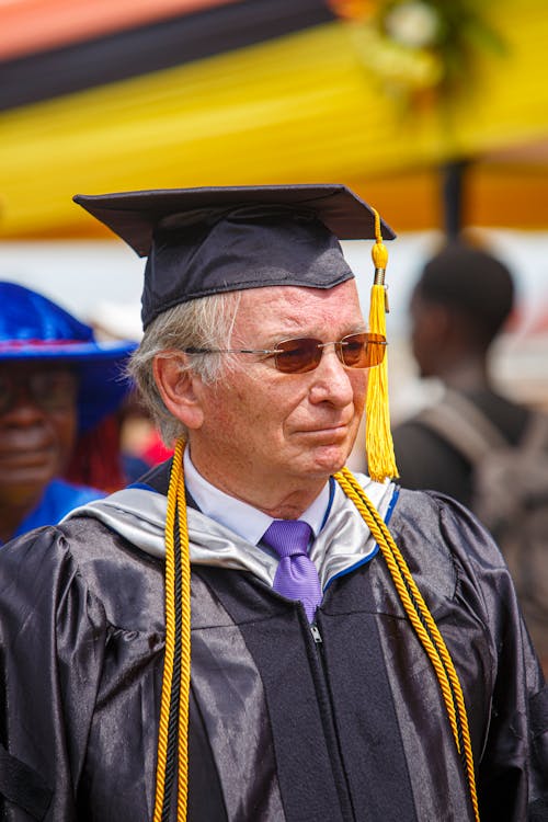 Portrait of an Elderly Man on a Graduation Day 