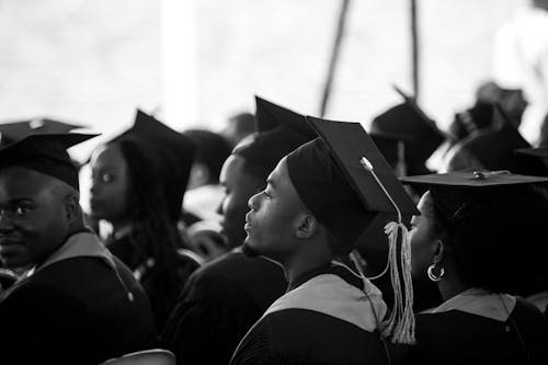 A Group of Students in Graduations Gowns and Mortarboards