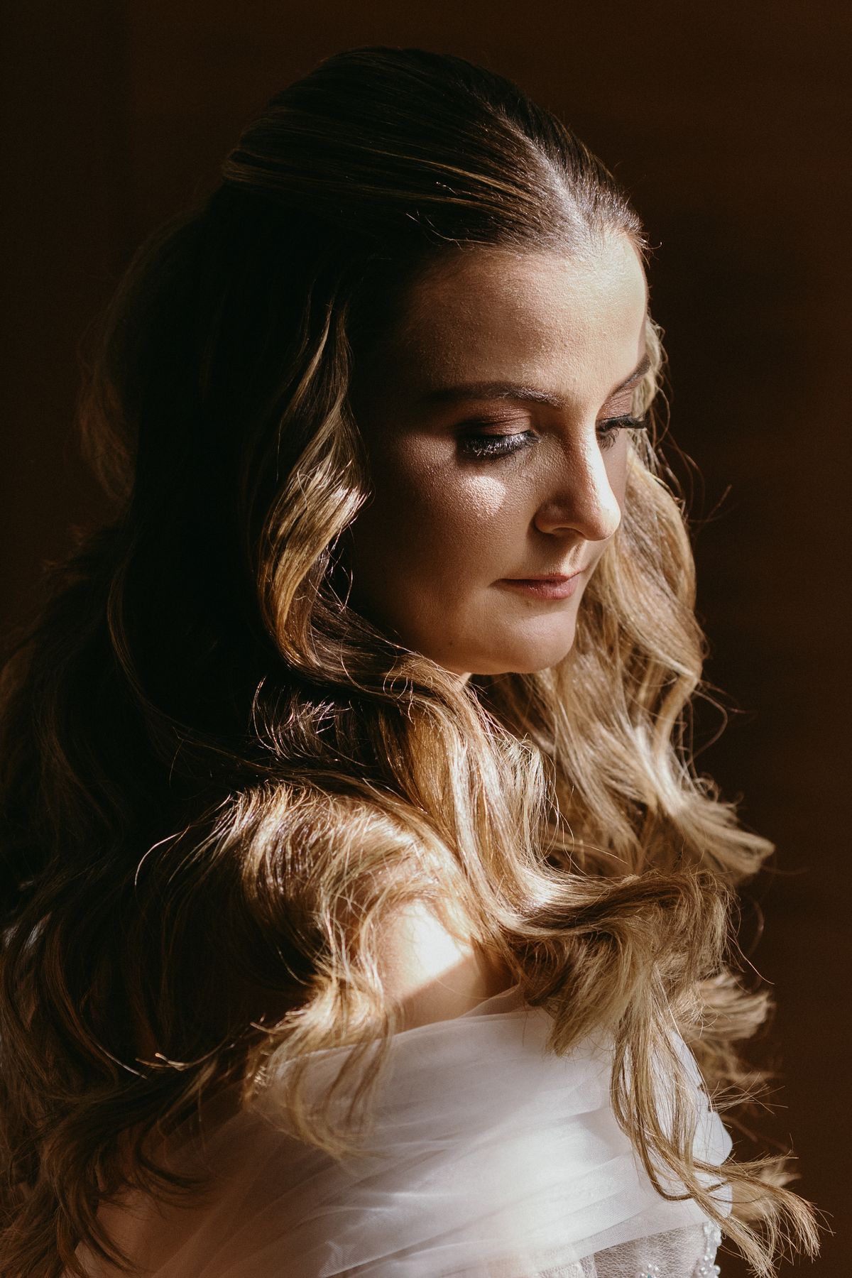 Woman with long wavy hair