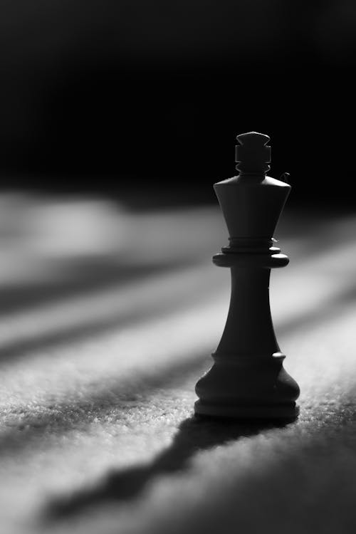 Close-up of a Chess Pawn in Black and White 