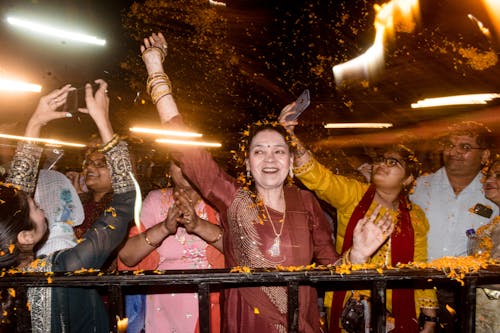 A Crowd Dancing during a Traditional Celebration 