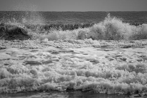 Foamed Waves Flooding on Beach