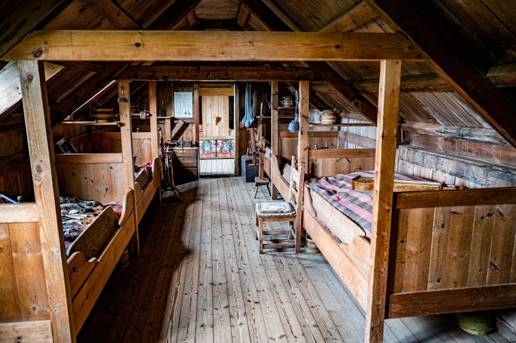 Wooden Interior Of A Rustic House