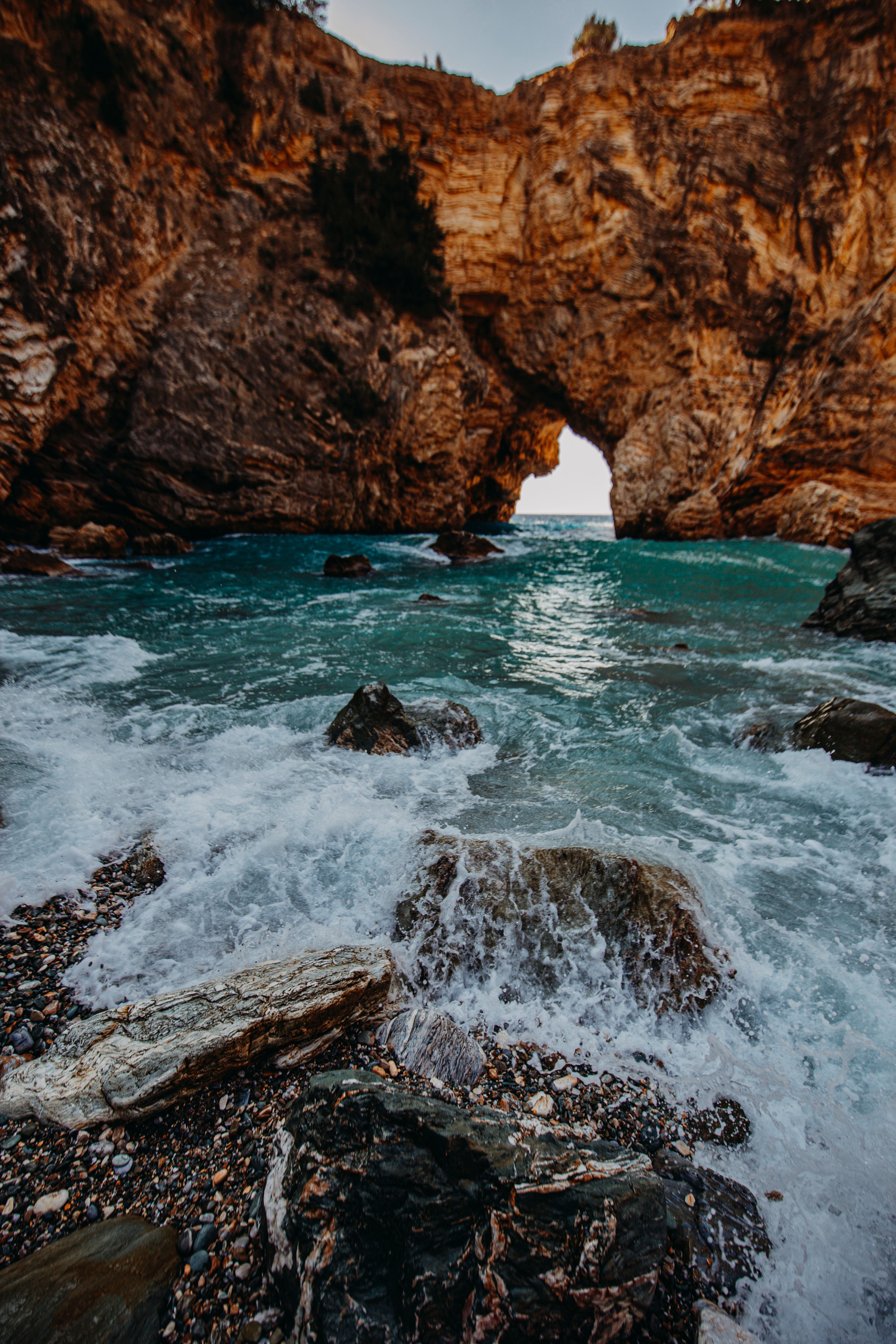 Ocean View With Black Rock Formation · Free Stock Photo