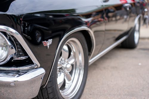 Close-up of a Black Vintage Chevrolet Chevelle