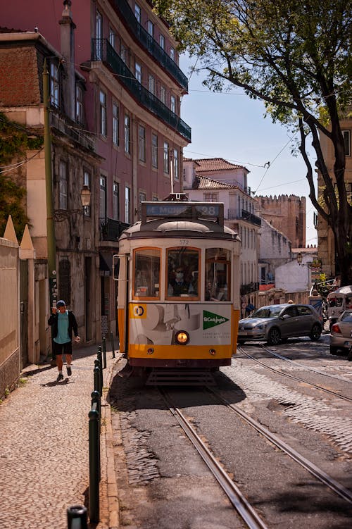 Tram on Street in Lisbon