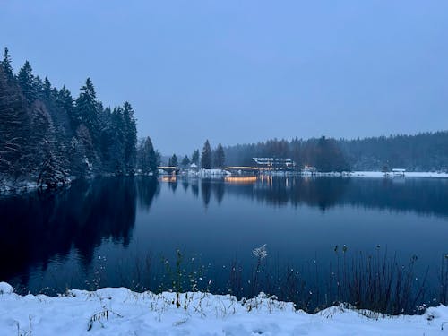 Fichtelsee Lake at Winter Dusk