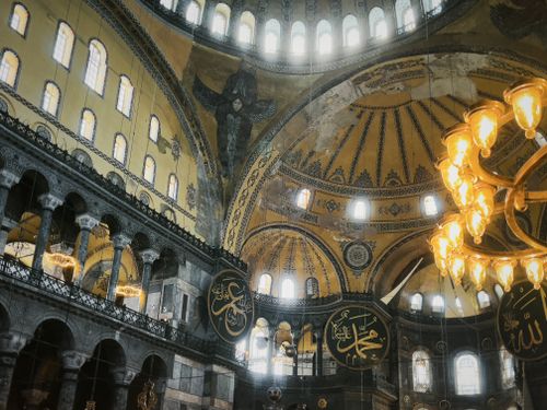 Free Breathtaking view of Hagia Sophia's intricate interior architecture in Istanbul. Stock Photo