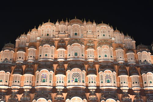 Facade of the Hawa Mahal Palace in Jaipur