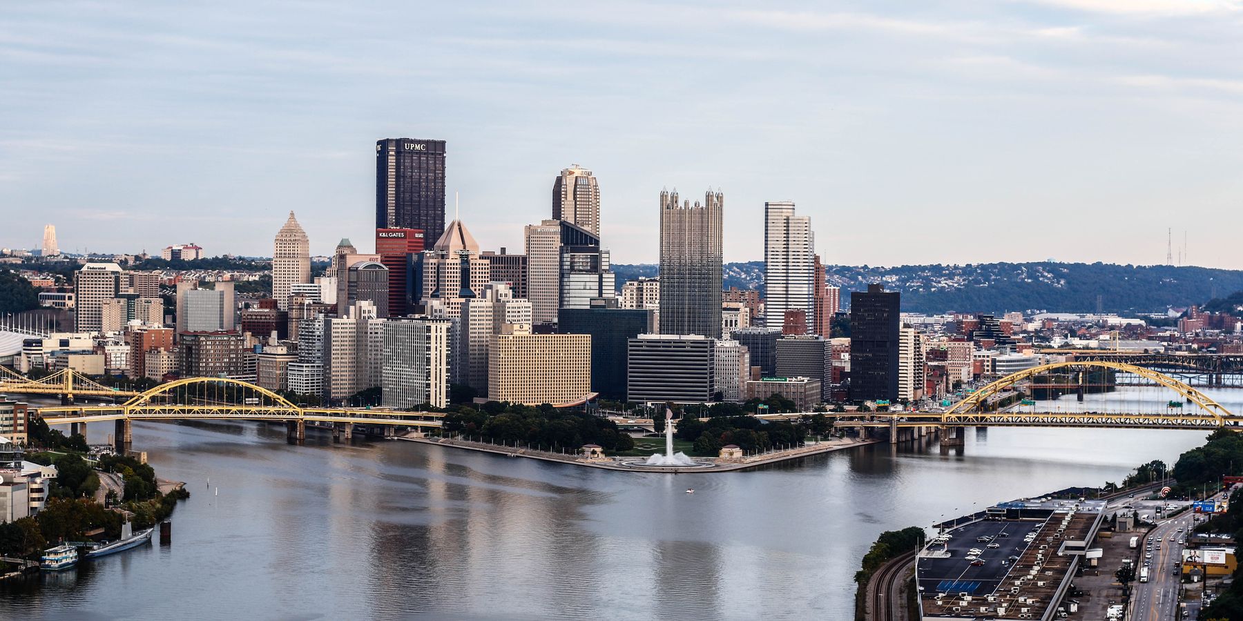 Discover the stunning Pittsburgh skyline with its iconic bridges over the Allegheny River.