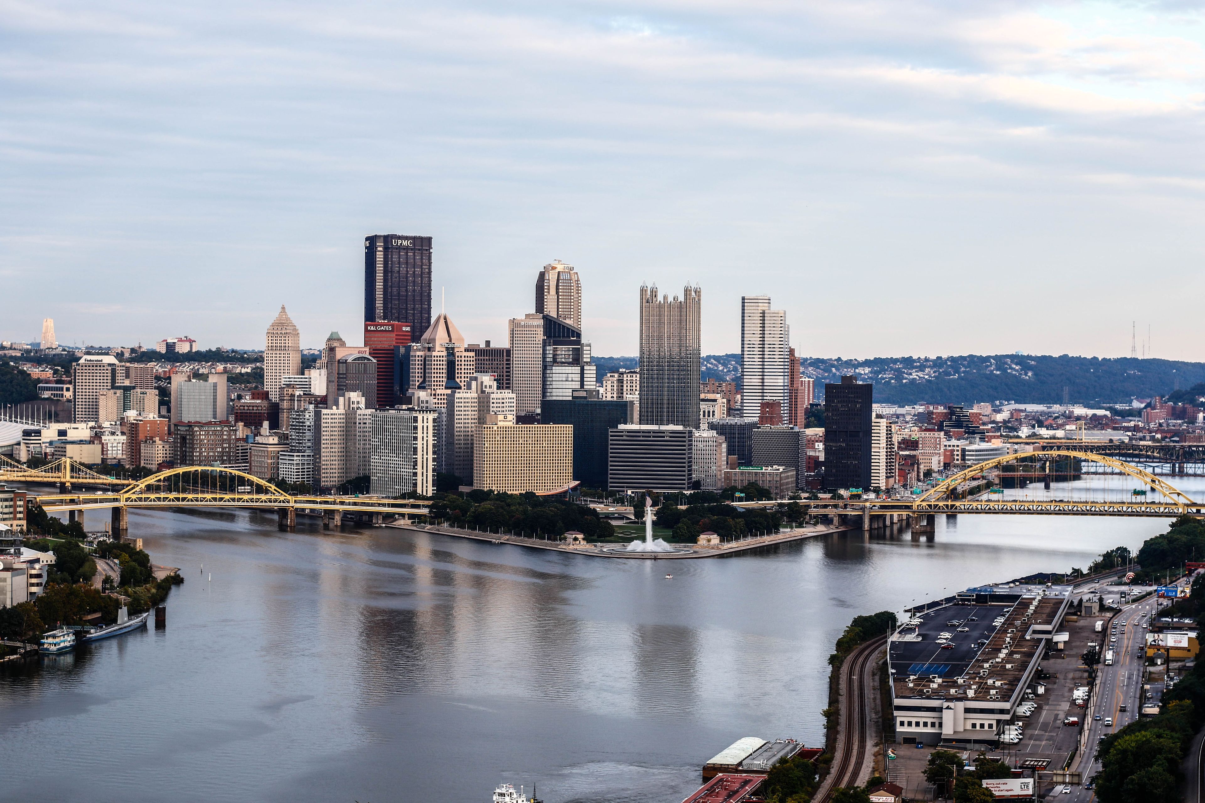Pittsburgh: Pittsburgh’s downtown skyline, rivers and bridges