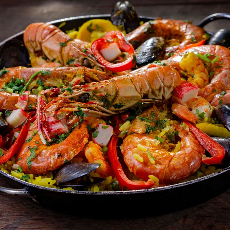 Slow Cooker Spanish Chorizo and Seafood Couscous Paella