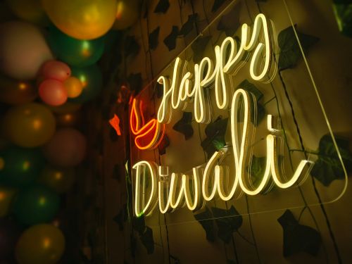 Free Happy Diwali Neon Landscape Stock Photo