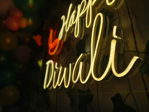 Free Happy Diwali Neon Landscape Stock Photo