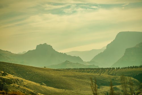 Mountains in Landscape on Foggy Day