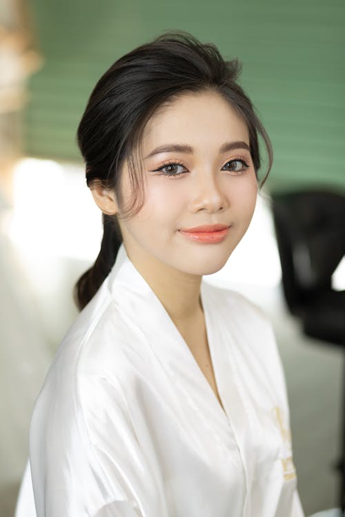 Beautiful Woman in White Kimono