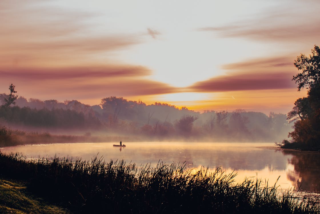 Scenic View of a Lake at Sunset