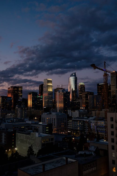 Skyline of Downtown Los Angeles, California at Dusk 