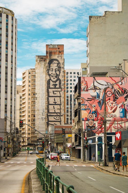 Murals on Residential Buildings in City