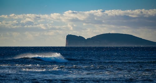 Wave on Sea Shore with Hill behind