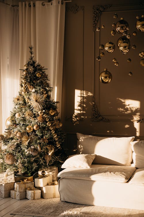 Christmas Tree and Balls in Room