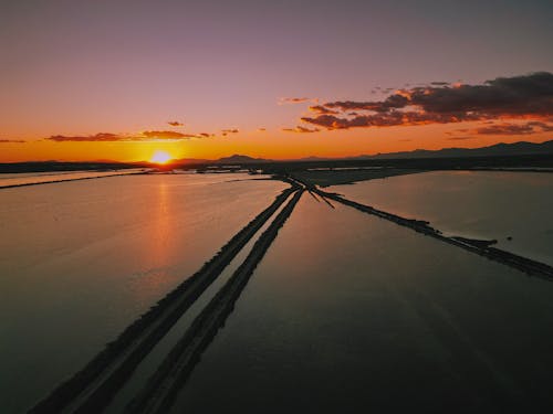 Sunset drone view