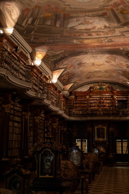 Free Stunning view of the iconic painted ceiling in Klementinum Library, Prague. Stock Photo