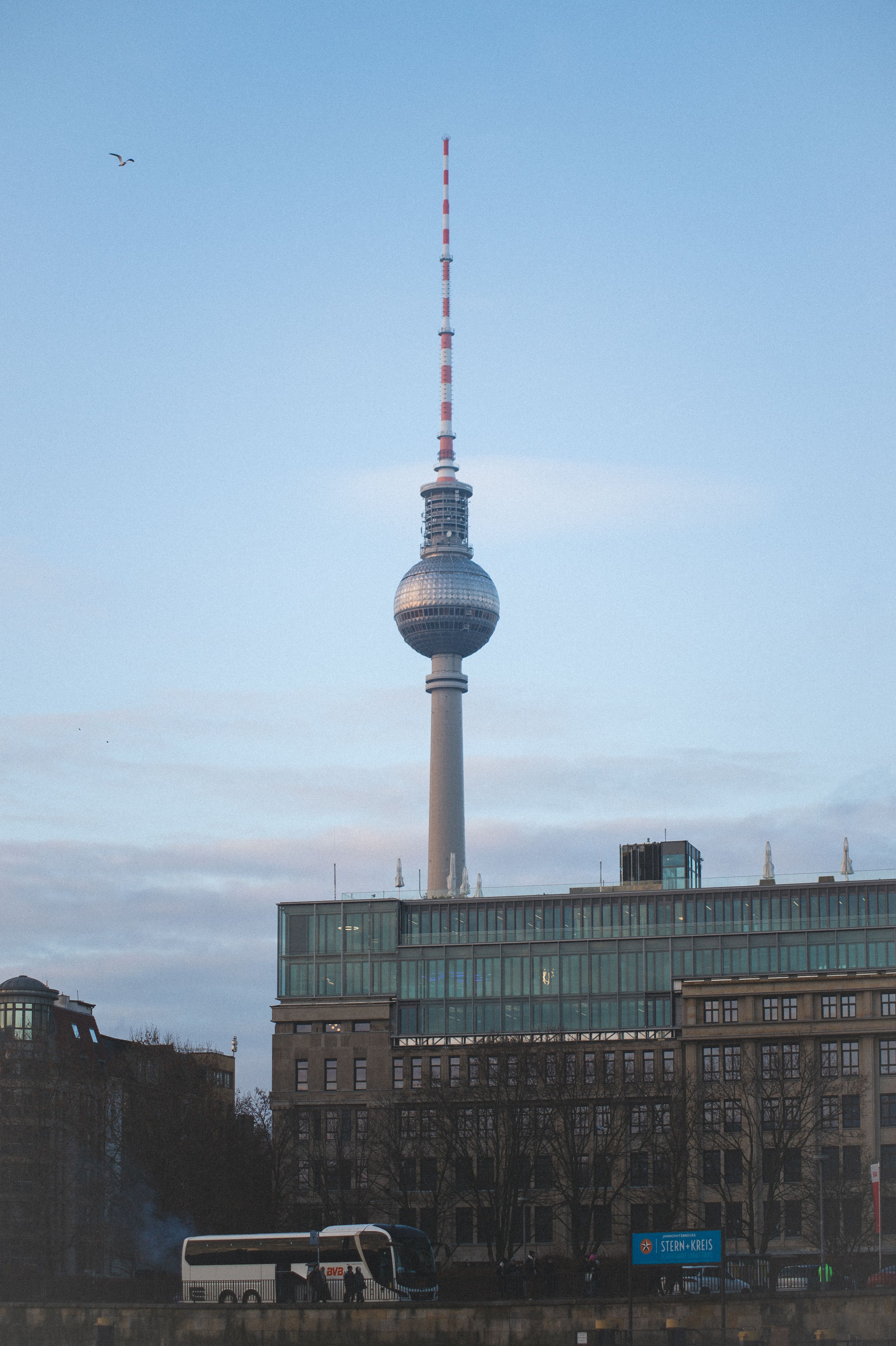 View of the Berliner Fernsehturm behind a Building in Berlin, Germany ...