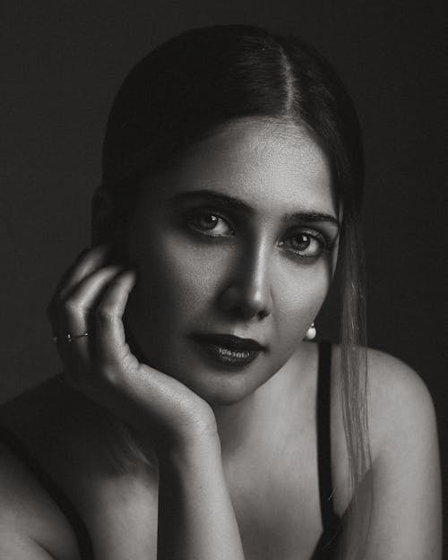 Black and White Studio Portrait of a Young Woman