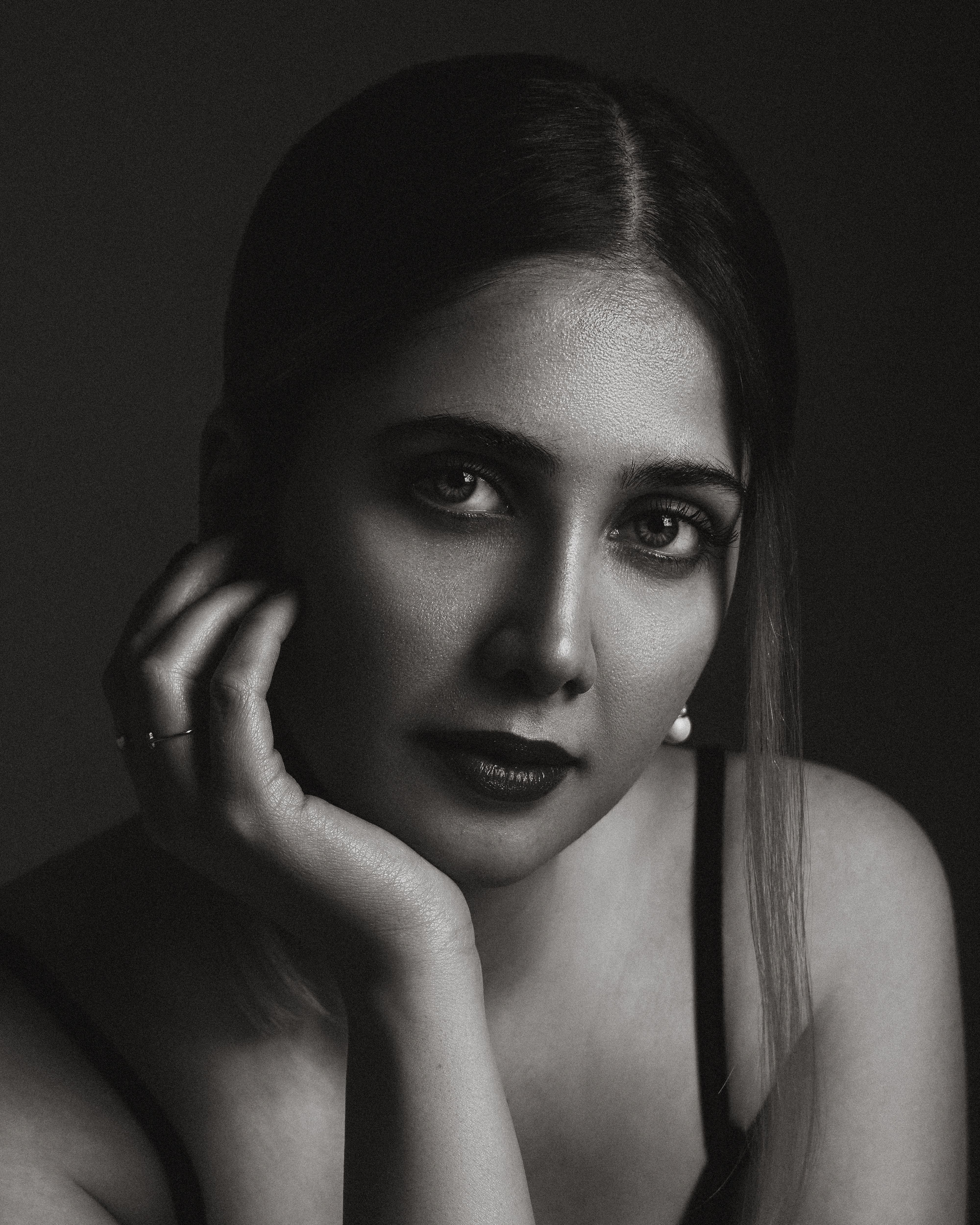 Black and White Studio Portrait of a Young Woman · Free Stock Photo